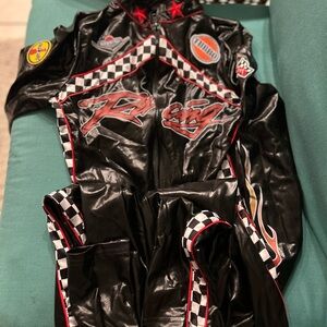 Dreamgirl Black Jumpsuit with Red Star Detail